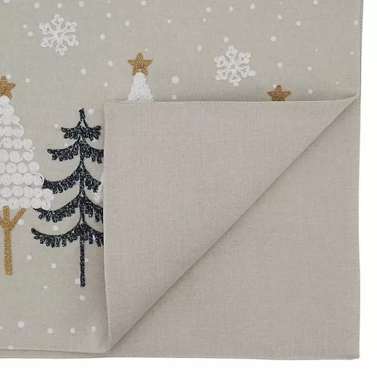 Natural Embroidered Christmas Trees Table Runner>Kirklands Home Fashion