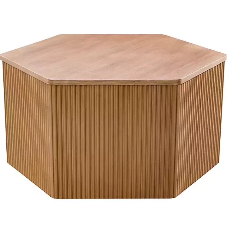 natural_fluted_hexagon_coffee_table_2.webp Natural Fluted Hexagon Coffee Table>Kirklands Home New
