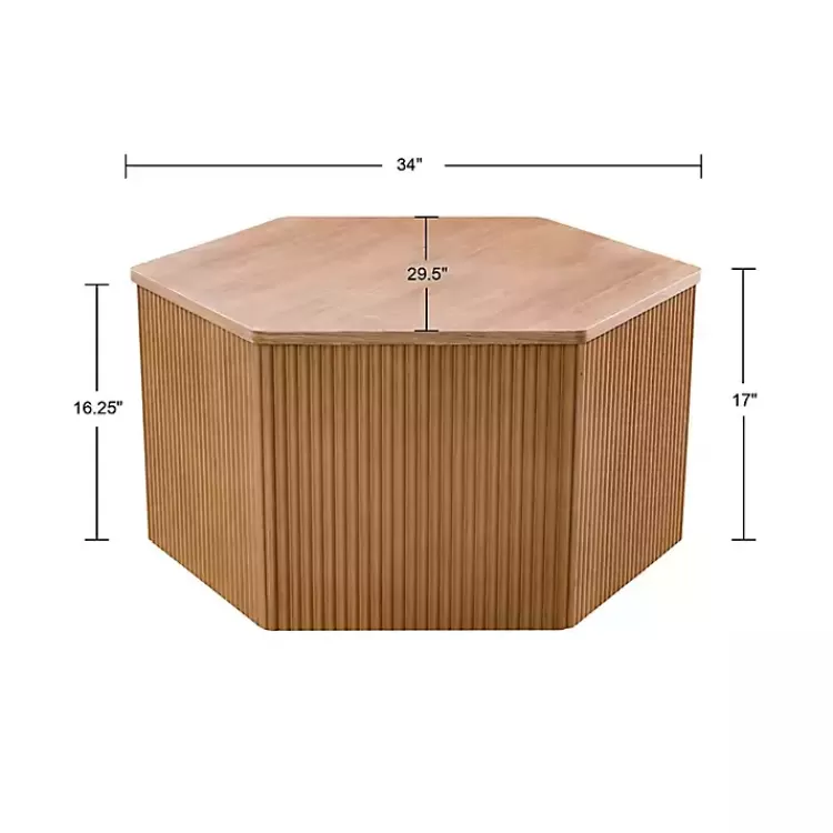 natural_fluted_hexagon_coffee_table_6.webp Natural Fluted Hexagon Coffee Table>Kirklands Home New