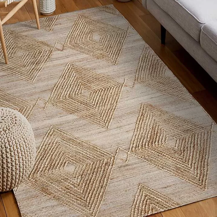Natural Jute Diamond Modern Woven Area Rug, 5x8>Kirklands Home Discount