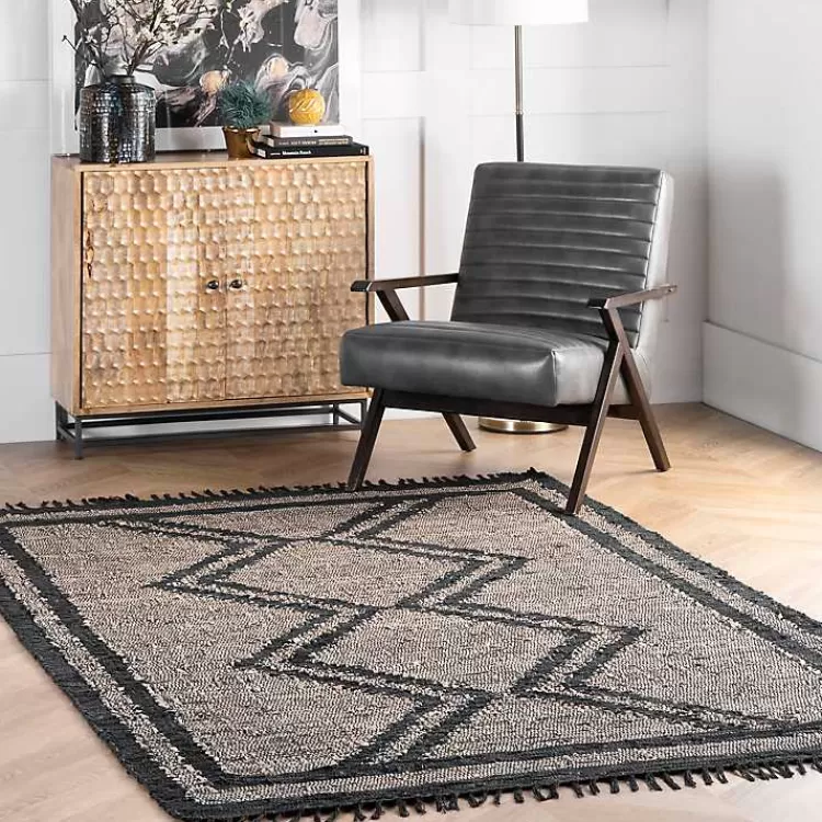 Natural Leather Flatweave ZigZag Area Rug, 8x10>Kirklands Home Best