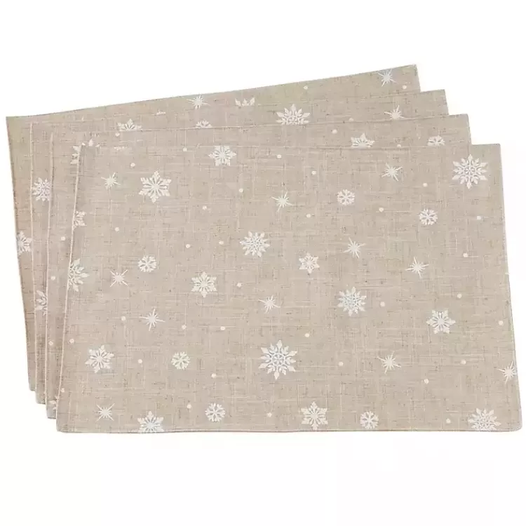 Natural Linen Snowflake Placemats, Set of 4>Kirklands Home Flash Sale