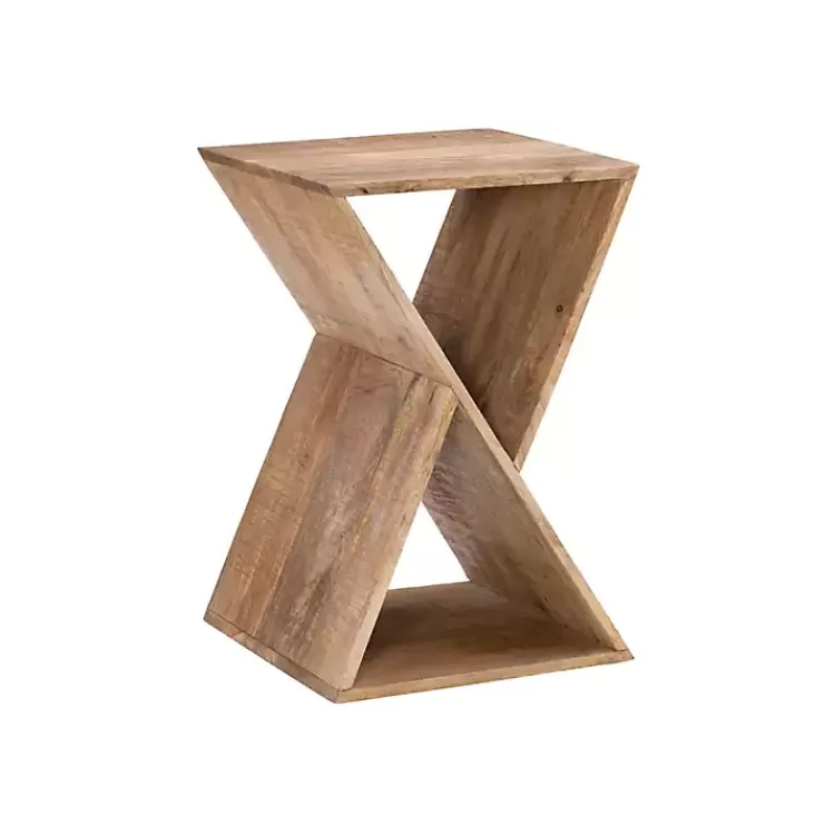 Natural Mango Wood Hourglass Accent Table>Kirklands Home Clearance