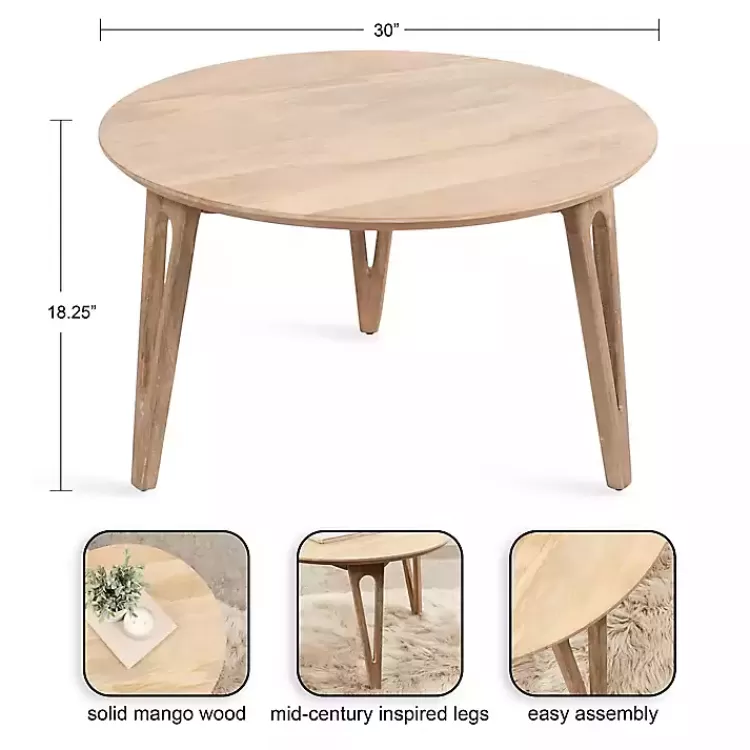 Natural Mango Wood Round Kershaw Coffee Table>Kirklands Home Store