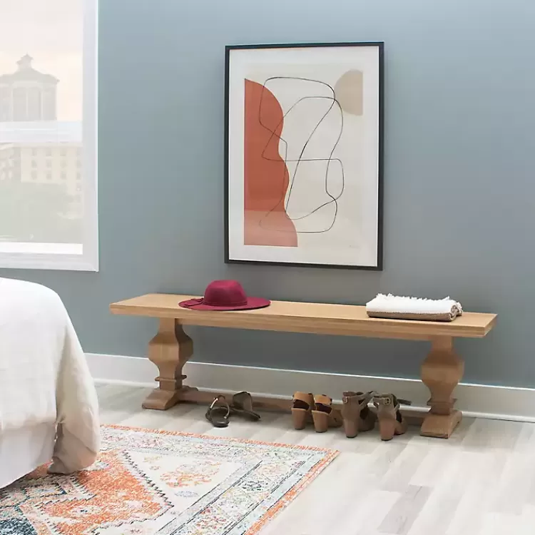 Natural Pine Wood Knotted Column Bench>Kirklands Home Sale