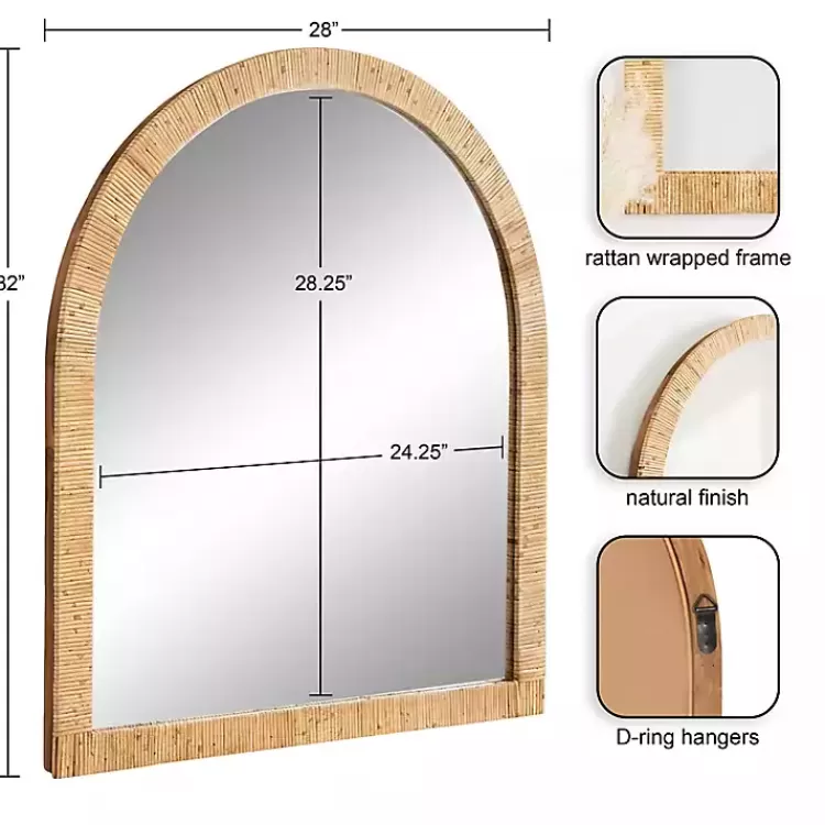 Natural Rattan Arch Wall Mirror>Kirklands Home Best Sale