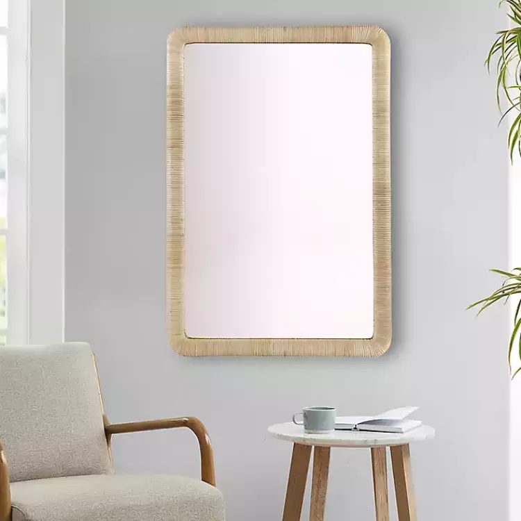 Natural Rattan Frame Rectangle Wall Mirror>Kirklands Home Shop