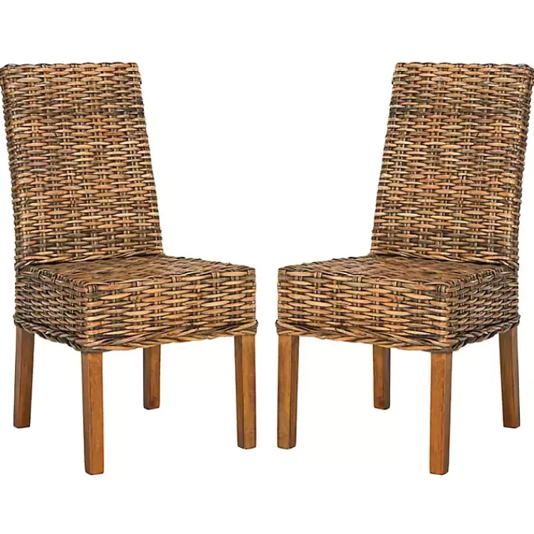 Natural Rattan Wood Woven 2-pc. Dining Chair Set>Kirklands Home New