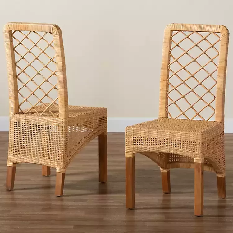 Natural Rat Woven Back Dining Chairs, Set of 2>Kirklands Home Cheap