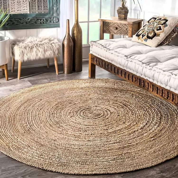 Natural Reno Woven Round Area Rug, 4 ft.>Kirklands Home New