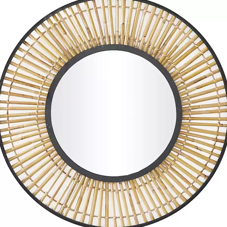 Natural Round Slatted Frame Wall Mirror>Kirklands Home Shop