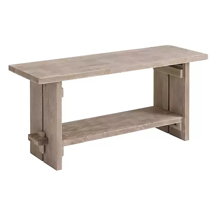 Natural Rustic Whitewashed Mango Wood Bench>Kirklands Home New