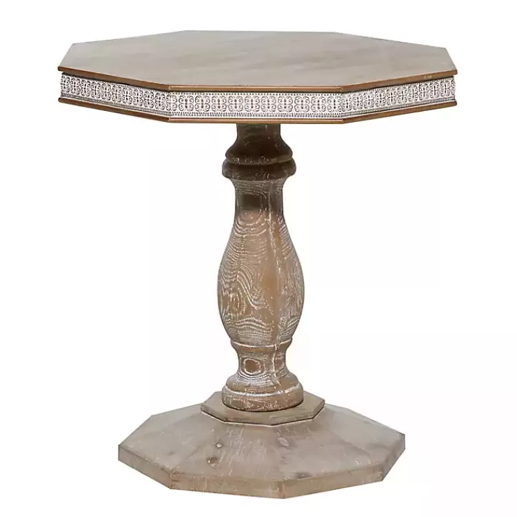Natural Rustic Wood Octagon Accent Table>Kirklands Home Sale