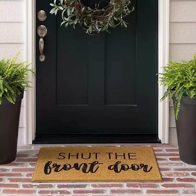 Natural Shut the Front Door Doormat>Kirklands Home Discount