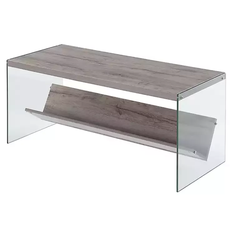 Natural Soho Glass Coffee Table with V Shelf>Kirklands Home Best Sale