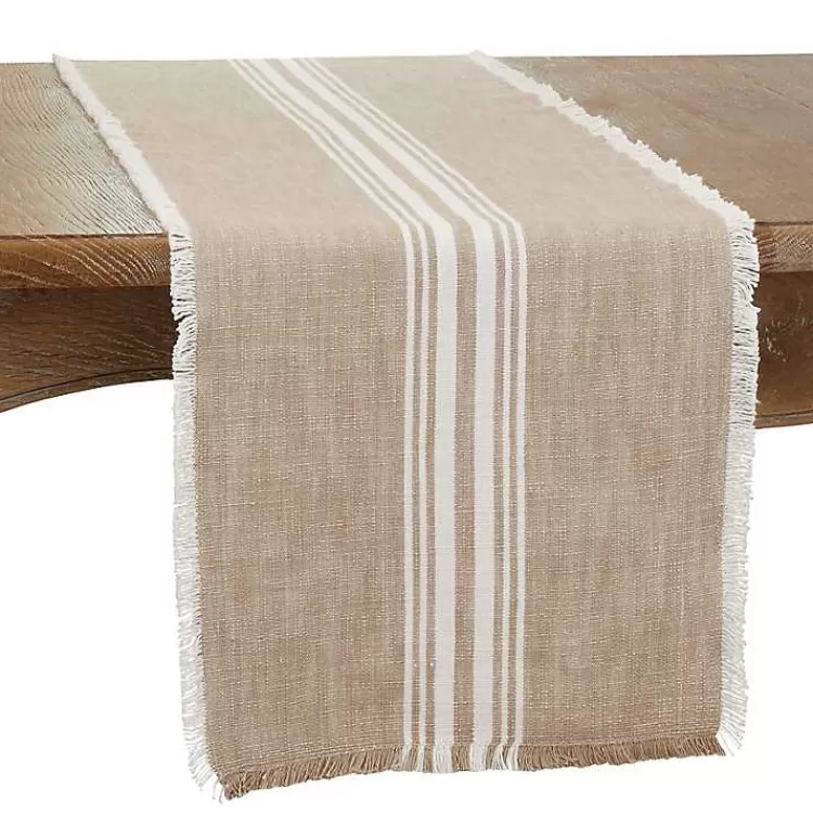 Natural Striped Fringe Table Runner, 72 in.>Kirklands Home Cheap
