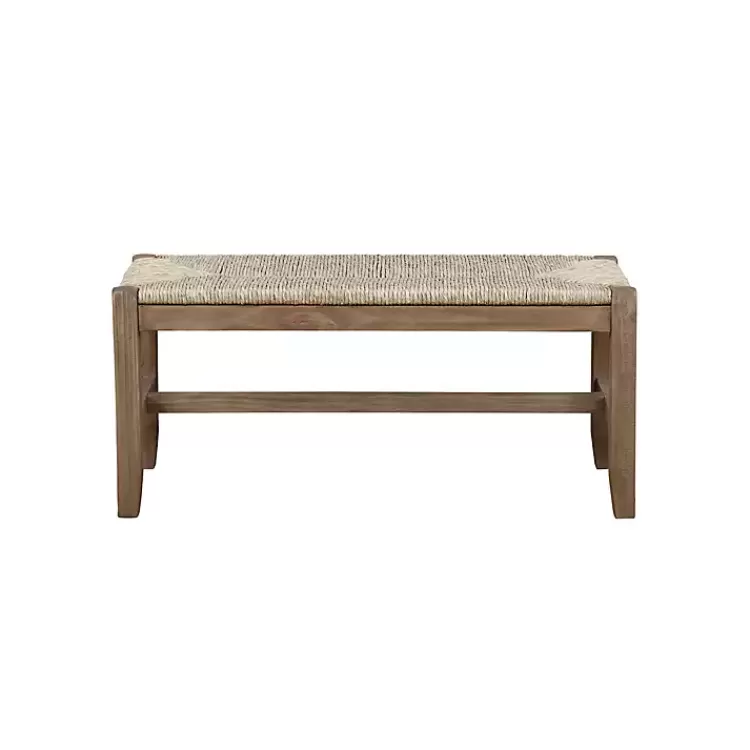 Natural Twisted Seagrass and Wood Bench>Kirklands Home Outlet