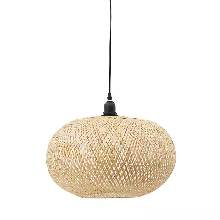 Natural Wide Woven Bamboo Globe Pendant Light>Kirklands Home Flash Sale