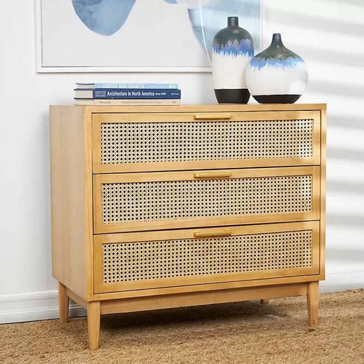 natural_wood_and_rattan_drawer_chest_4.webp Natural Wood and Rat 3-Drawer Chest>Kirklands Home Best Sale
