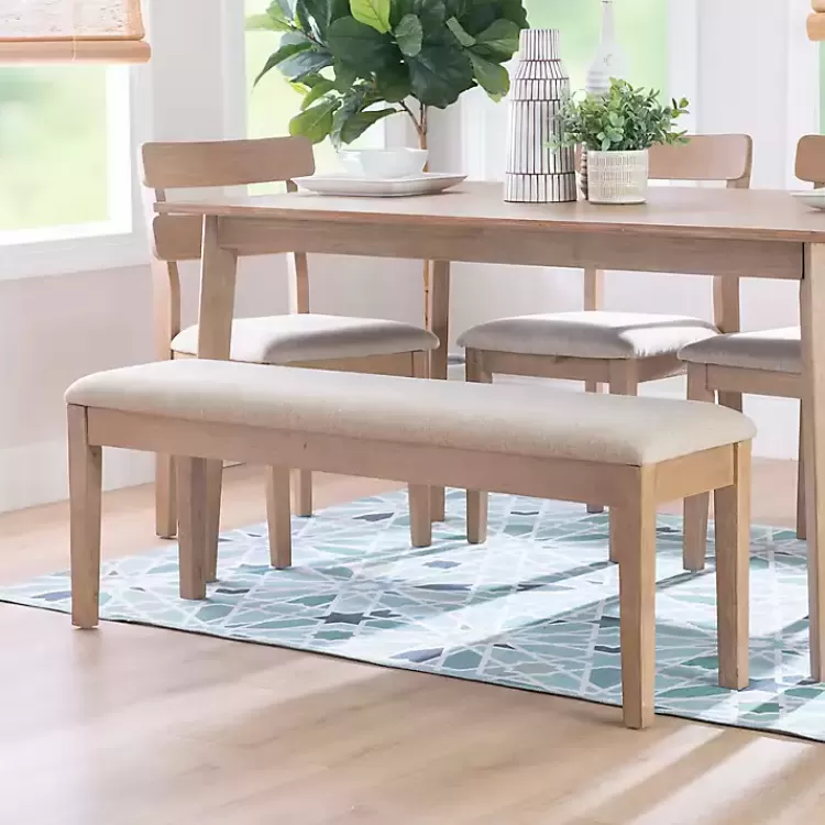 Natural Wood and Upholstered Seat Bench>Kirklands Home Sale