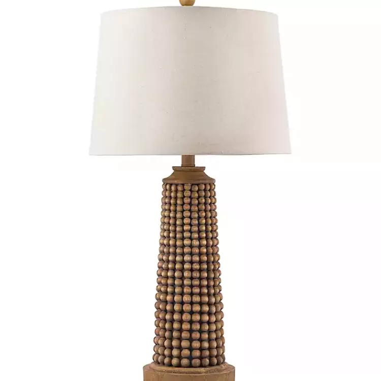 Natural Wood Beaded Base Table Lamp>Kirklands Home Fashion