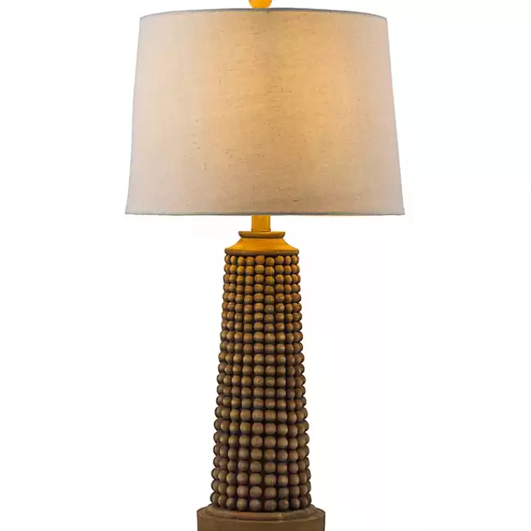 Natural Wood Beaded Base Table Lamp>Kirklands Home Fashion