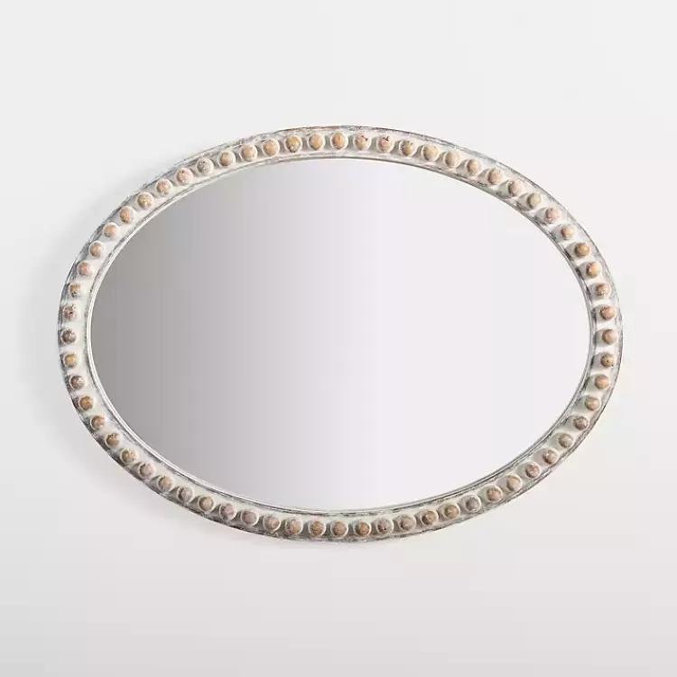 Natural Wood Beaded Oval Mirror>Kirklands Home Sale