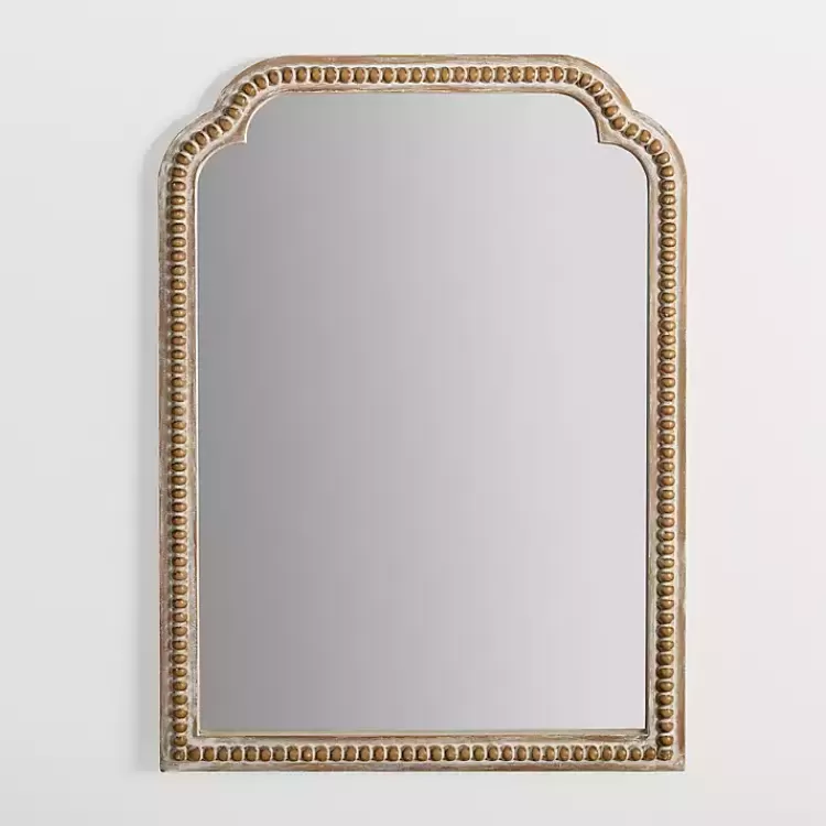 Natural Wood Beaded Scalloped Rectangular Mirror>Kirklands Home Outlet