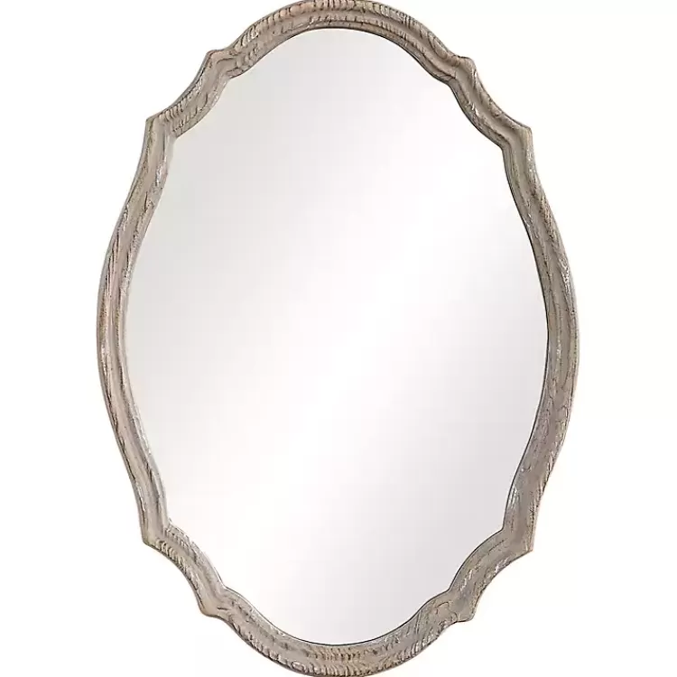 Natural Wood Distressed Curved Frame Mirror>Kirklands Home Cheap
