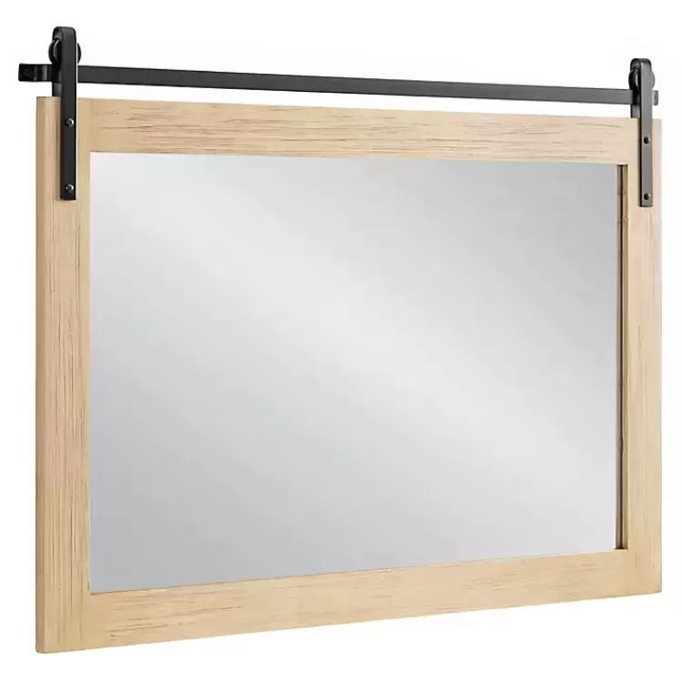 Natural Wood Metal Barn Door Wall Mirror>Kirklands Home Clearance