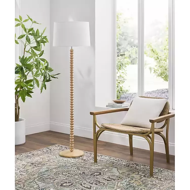 Natural Wood Spindle Paduak Floor Lamp>Kirklands Home Shop