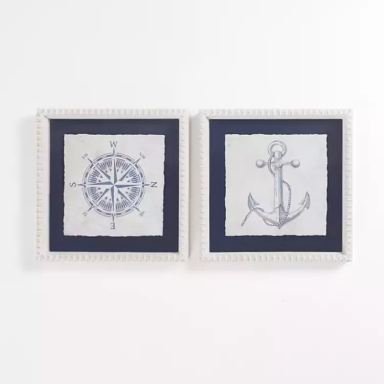 Nautical Icons Beaded Framed Art Prints, Set of 2>Kirklands Home Best