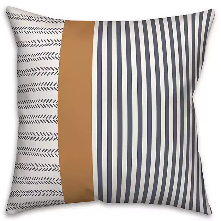 Navy & Burnt Orange Stripes Indoor/Outdoor Pillow>Kirklands Home Store