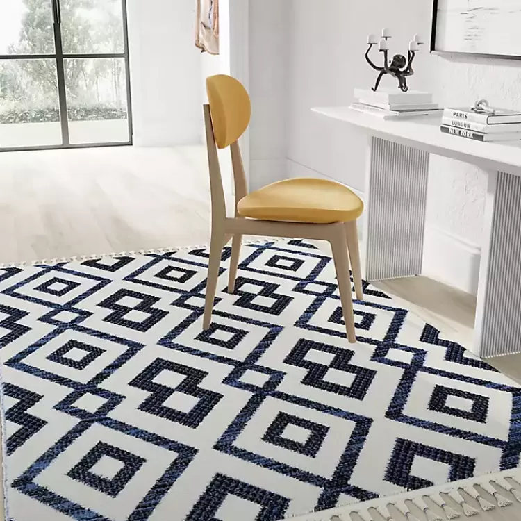 Navy & White Diamond Trellis Area Rug, 8x10>Kirklands Home Outlet