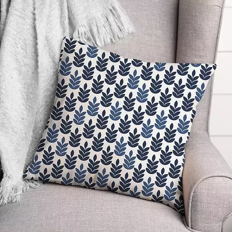 Navy & White Leaves Indoor/Outdoor Pillow>Kirklands Home Flash Sale