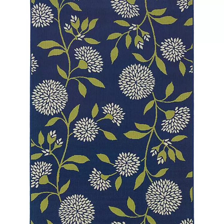Navy and Green Floral Vine Outdoor Area Rug, 5x7>Kirklands Home Fashion