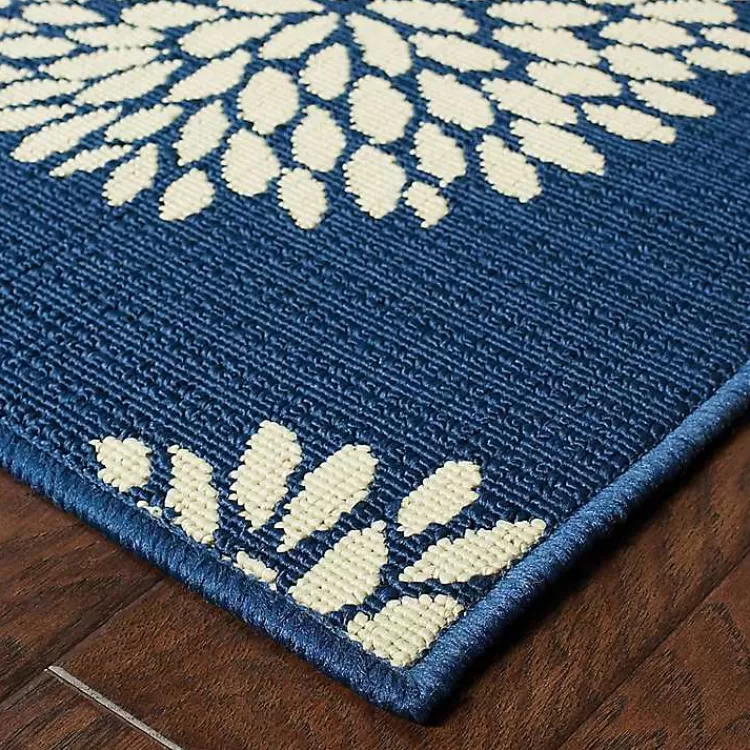 Navy and Green Floral Vine Outdoor Area Rug, 5x7>Kirklands Home Fashion