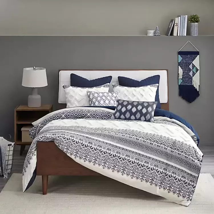 Navy and White 3-pc. California King Duvet Set>Kirklands Home Fashion