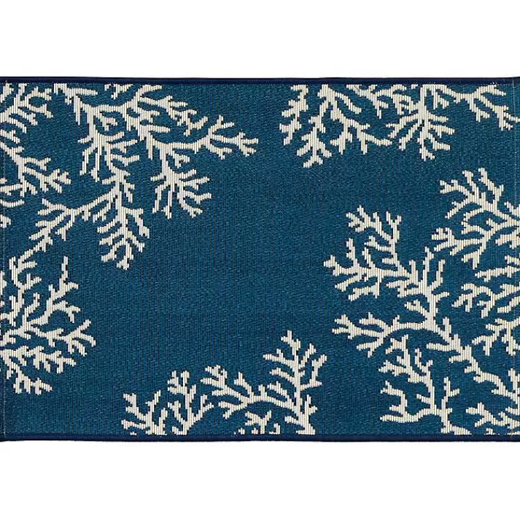 Navy Blue Coral Indoor/Outdoor Rug, 2x3>Kirklands Home Outlet