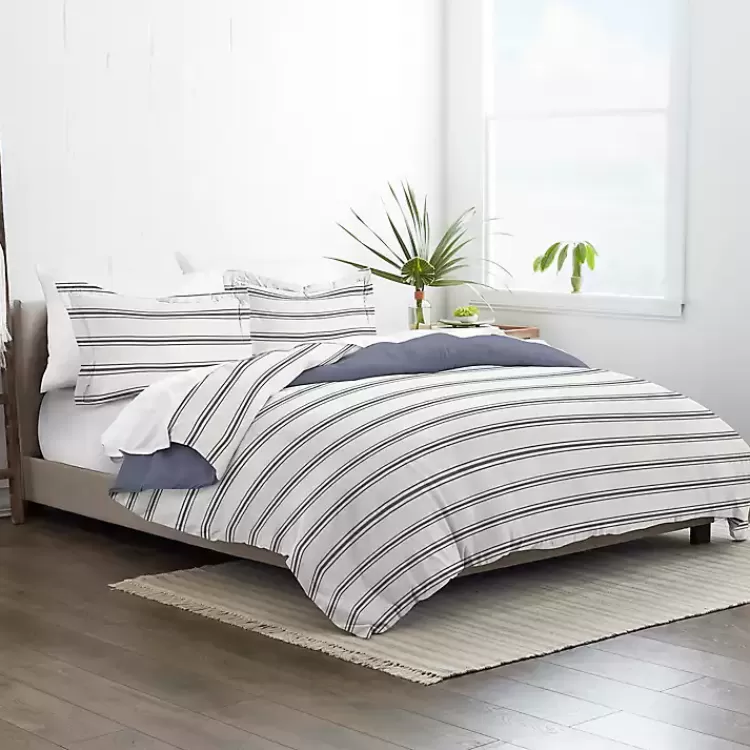 Navy Blue Echo Stripe 3-pc. King Duvet Cover Set>Kirklands Home Fashion