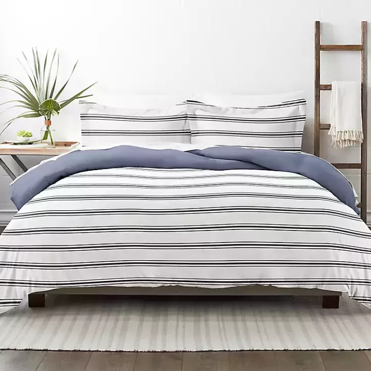 Navy Blue Echo Stripe 2-pc. Twin Duvet Cover Set>Kirklands Home Fashion
