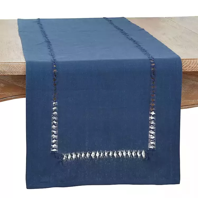 Navy Hemstitch Table Runner>Kirklands Home Discount