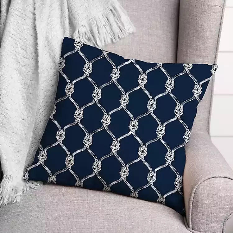 Navy Knots Indoor/Outdoor Pillow>Kirklands Home Outlet