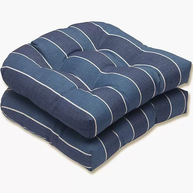 Navy Striped Outdoor Seat Cushions, Set of 2>Kirklands Home Online