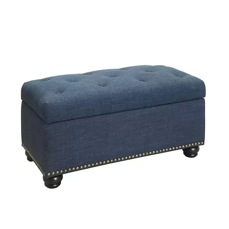 Navy Tufted Jess Storage Ottoman Bench>Kirklands Home Outlet