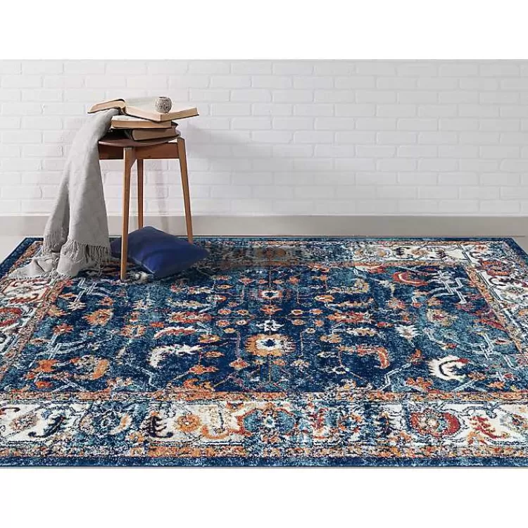 Navy Bordered Pattern Area Rug, 5x7>Kirklands Home Best Sale