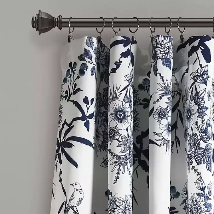Navy Botanical Garden Curtain Panel Set, 95 in.>Kirklands Home Discount
