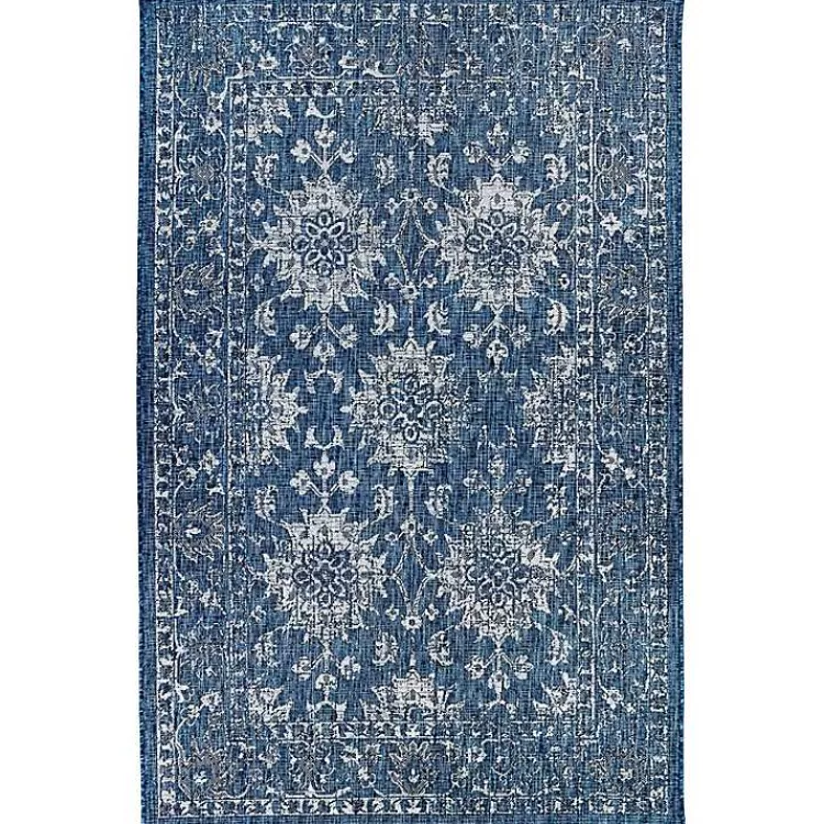 Navy Botanical Hannah Indoor/Outdoor Rug, 4x7>Kirklands Home Clearance