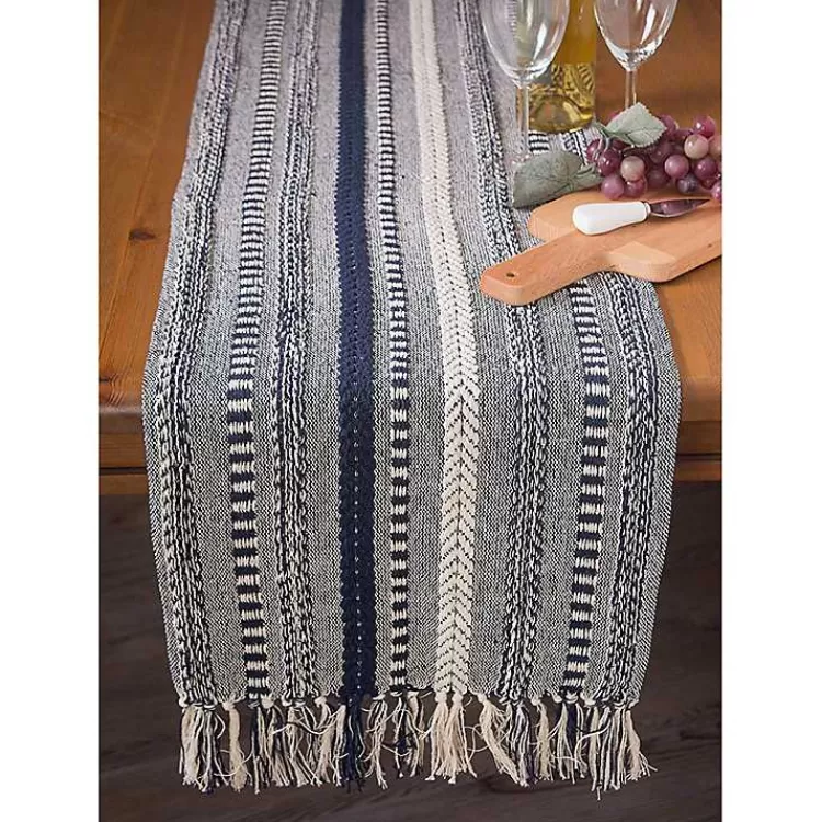 Navy Braided Stripe Table Runner, 108 in.>Kirklands Home Clearance