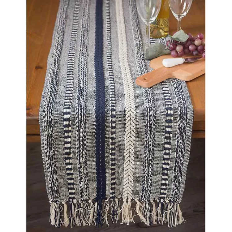Navy Braided Stripe Table Runner, 72 in.>Kirklands Home Best Sale